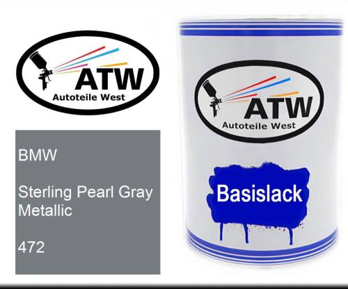 BMW, Sterling Pearl Gray Metallic, 472: 500ml Lackdose, von ATW Autoteile West.